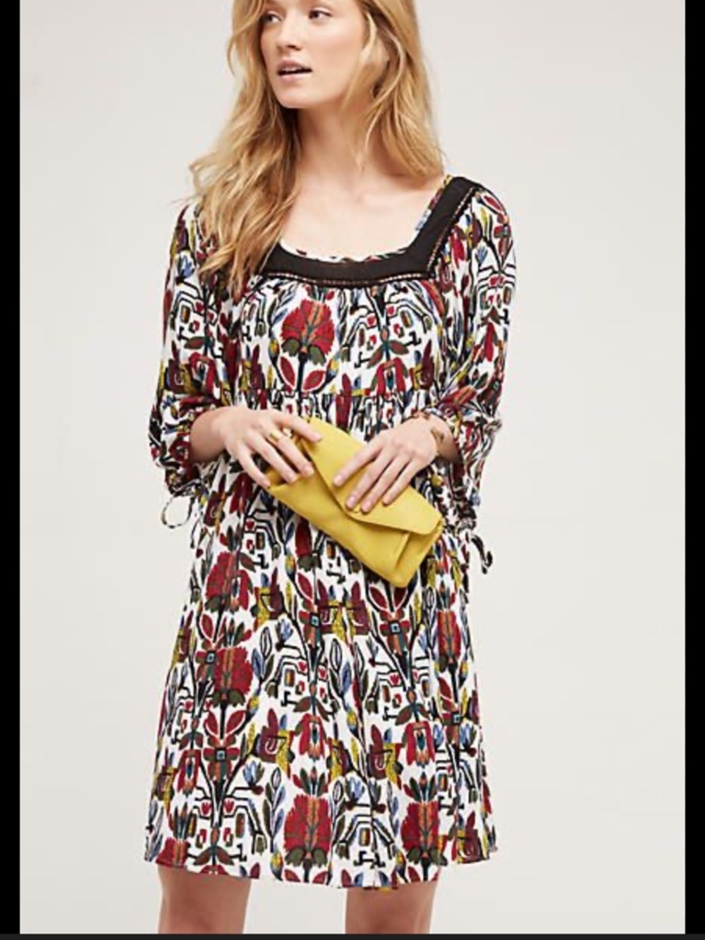 HOLDING HORSES Floral Tunic Dress with Black Yoke